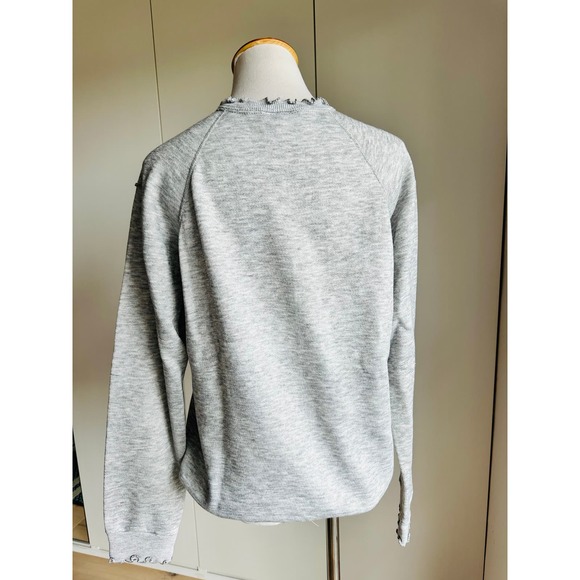 Vintage 80s Sweatshirt Tulips Lettuce Trim Grey Red Large Made in USA Granny - Picture 8 of 8